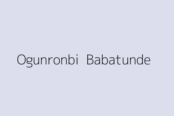 Ogunronbi  Babatunde 